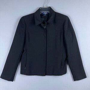 Ann Taylor blazer Jacket Womens Size 6 Full Zip UP Stretch Lined Black